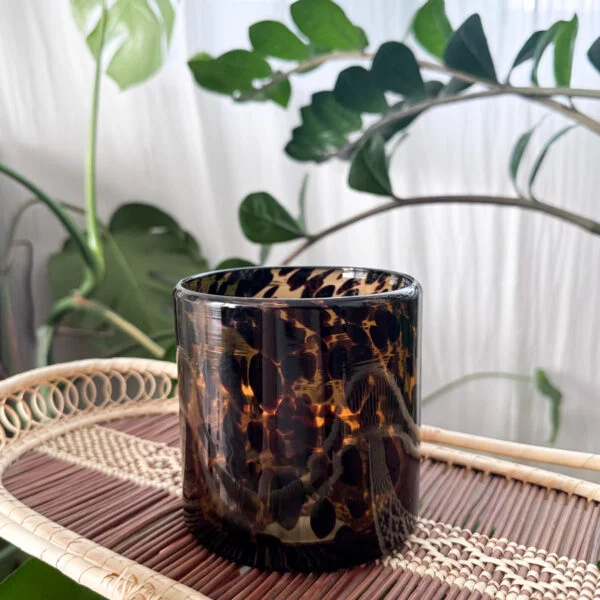 Barna, foltos üvegváza / üvegkaspó