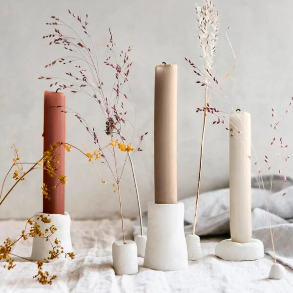 Rusztikus, hosszú asztali gyertya - 20 cm, 3 színben - terrakotta