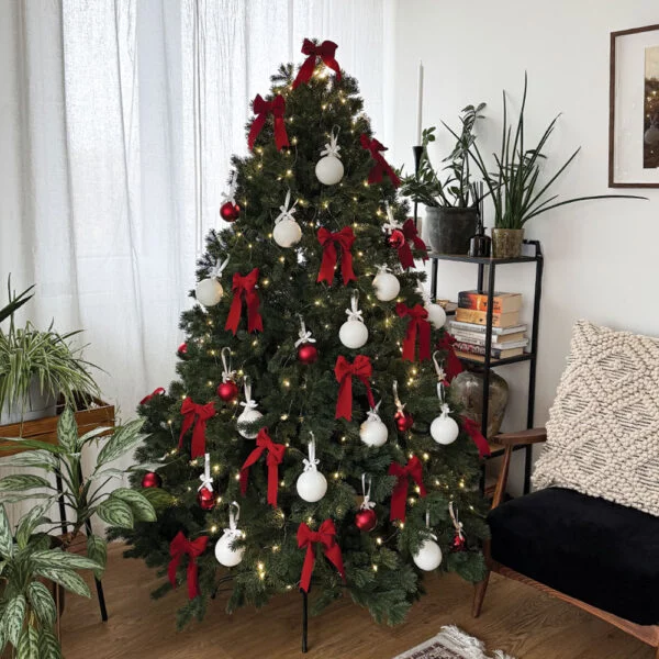 Nagy masnik fenyőfára - 6 db, több színben - bársony rózsaszín