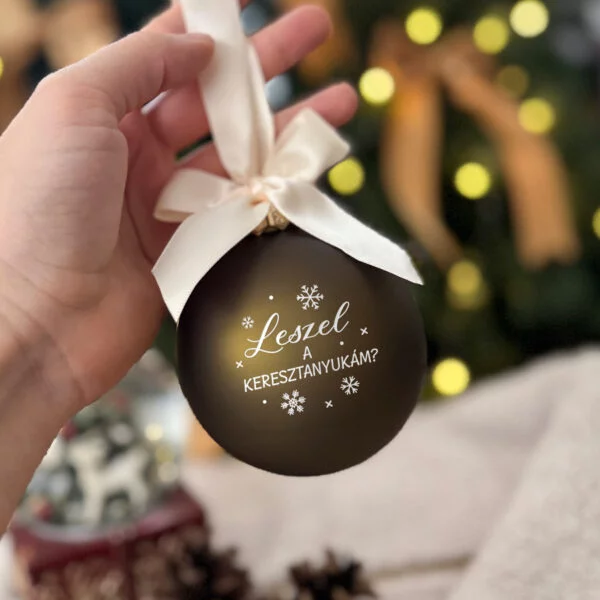 Feliratozható karácsonyi üveggömb - matt golden green - 8 cm