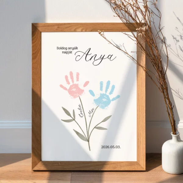 Kézlenyomatos anyák napi plakát, nyomdával