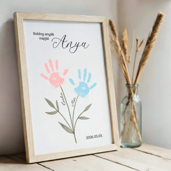 Kézlenyomatos anyák napi plakát, nyomdával